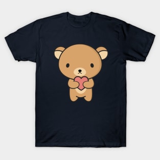 Cute and Kawaii Brown Bear With Heart T-Shirt